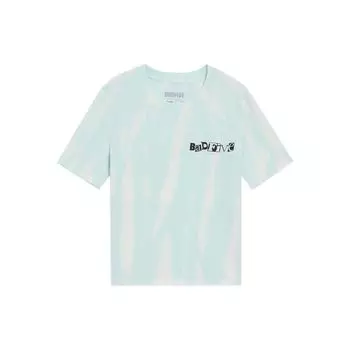 Футболка Li Ning Contrast Five Series Color Block с буквенным принтом, облегающая, с коротким рукавом, женская, зеленая, с принтом тай-дай AHSS424-1 M