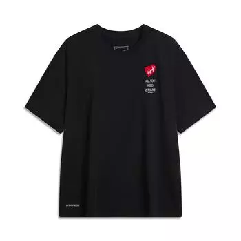 Футболка Li Ning Cool Tea Quick-Dry Cool Ice Silk Sports Casual с круглым вырезом, однотонная, с принтом, летняя, с коротким рукавом, женская, черная, AHSU658-4 S