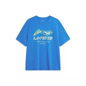 Футболка Li Ning Cool Tea T быстросохнущая освежающая антибактериальная повседневная модная удобная однотонная футболка с коротким рукавом для мужчин, темно-ярко-синяя AHSU711-6 XL