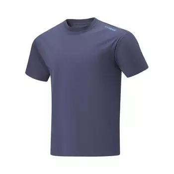 Футболка Li Ning Cooling Tea T Ice Silk Quick Dry Cool, однотонная, с круглым вырезом, повседневная, спортивная, с коротким рукавом, мужские топы, Mushan-Blue ATSU731-2 S