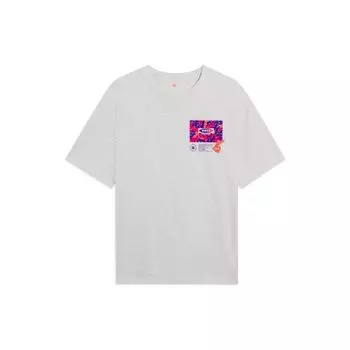 Футболка Li Ning Daily Prosperity с однотонным принтом и круглым вырезом, с коротким рукавом, унисекс, цвет: серый, плитка-серый AHST111-5 L