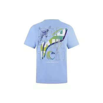 Футболка Li Ning Feather Series с крупным логотипом, быстросохнущая, дышащая, спортивная, с коротким рукавом, мужская, цвет снежно-голубой AHSS981-3 M