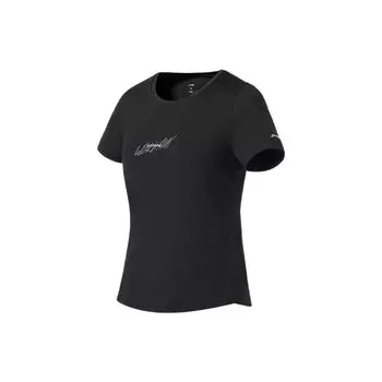 Футболка Li Ning Fitness Series Casual Solid Color Letter Quick-Dry Cool с коротким рукавом для женщин, черные топы ATSS406-7 S