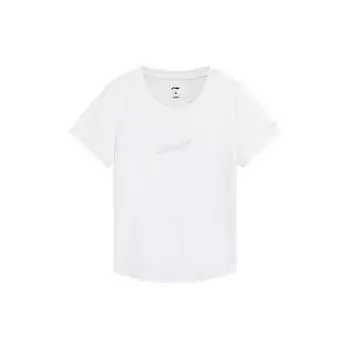 Футболка Li Ning Fitness Series Casual Solid Color Letter Quick-Dry Cool с коротким рукавом для женщин, топы белого цвета ATSS406-8