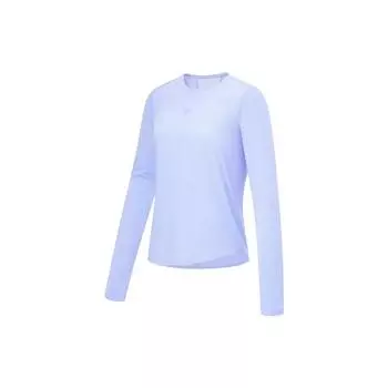 Футболка Li Ning Fitness Series однотонная, быстросохнущая, свободная, с длинным рукавом, женские топы, снежно-фиолетового цвета ATLT054-4 M