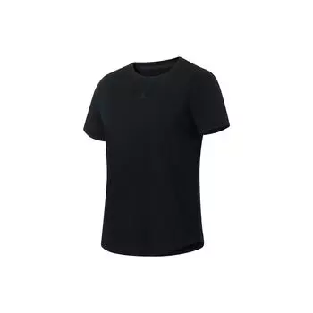 Футболка Li Ning Fitness Series однотонная, с коротким рукавом, удобная, свободная, с рисунком льда, женские топы, черного цвета ATST216-2 S