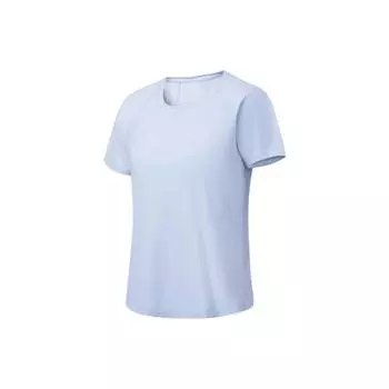 Футболка Li Ning Fitness Series однотонная светоотражающая, удобная, свободная, с коротким рукавом, женские топы небесно-голубого цвета ATST222-6 S