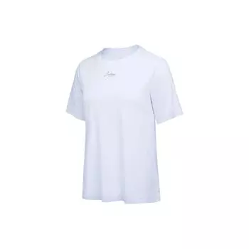 Футболка Li Ning Fitness Series с однотонным принтом и круглым вырезом, свободная, с коротким рукавом, женские топы, белые ATST726-1 L