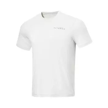 Футболка Li Ning Fitness Series с принтом букв и защитой от солнца, быстросохнущая, с круглым вырезом и коротким рукавом, мужские топы Chuan-Stone-Gray ATST505-2 XL