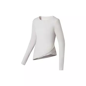 Футболка Li Ning Fitness Series с вышитым логотипом и неровным подолом, с длинным рукавом, женские топы, белые ATLS054-1 S