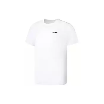 Футболка Li Ning Fitness Series SS23 с логотипом, однотонная, с круглым вырезом и коротким рукавом, мужские топы, белая ATST615-3 XL