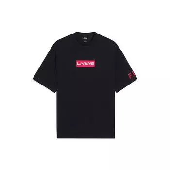 Футболка Li Ning Football Series Box Letter, однотонная спортивная повседневная футболка с коротким рукавом, мужские топы, черная AHSS509-2 S