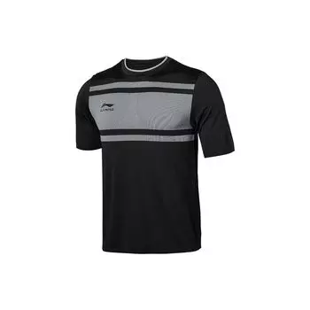 Футболка Li Ning Football Series Training Quick-Dry Breathable с коротким рукавом для мужчин, черная ATSR299-6 M