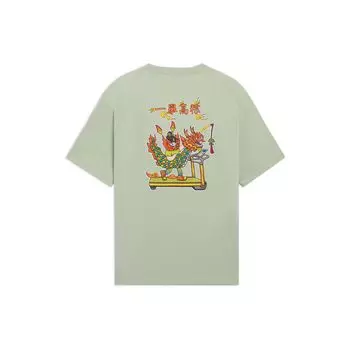 Футболка Li-Ning High Exam Series с рисунком из мультфильма и круглым вырезом, повседневная, мужская, цвет пустынно-зеленый AHSS367-5 L