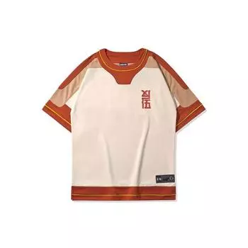 Футболка Li Ning контрастного цвета с круглым вырезом и коротким рукавом, мужские топы, светло-желтый цвет AHSQ035-1 XL