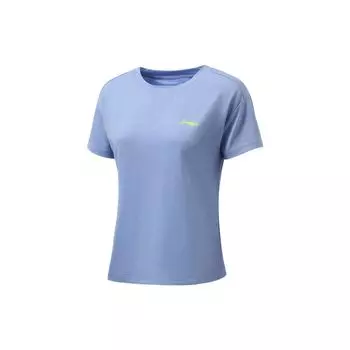 Футболка Li Ning Plain Color с логотипом бренда и круглым вырезом, с коротким рукавом, женские топы, снежно-фиолетовый, синий ATSR252-1 S