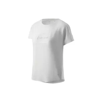 Футболка Li Ning Plain Letter Print Round Neck с коротким рукавом, женские топы цвета шампанского и белого ATSR066-1 L