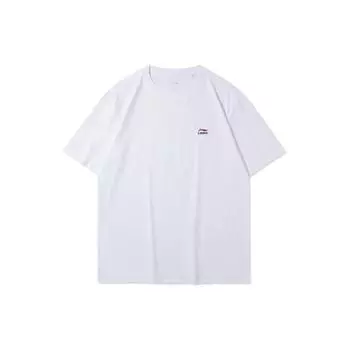Футболка Li Ning Plain Round Neck с логотипом и буквенным принтом, мужские топы, белые YHST167-1 S