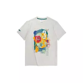 Футболка Li Ning Professional Basketball Series CJ Casual Sports Breathable Character с круглым вырезом и коротким рукавом, мужская футболка Eggshell-Gray ATSR569-3 L