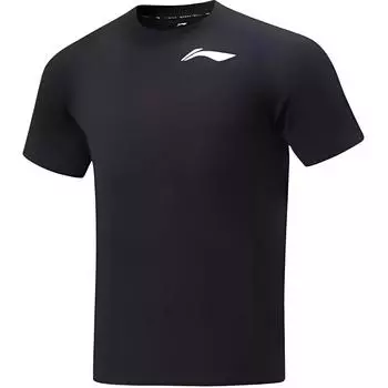 Футболка Li Ning Professional Basketball Series с круглым вырезом, прямого кроя, спортивная, с коротким рукавом, мужская, черная ATSSE21-1 S