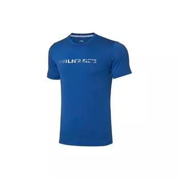 Футболка Li Ning Quick-Dry с круглым вырезом, повседневная, с коротким рукавом, мужская, темно-космическая, синяя ATSQ059-8 S