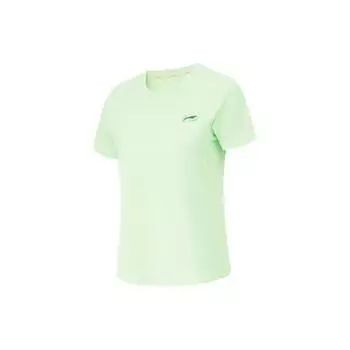 Футболка Li Ning Running Series, однотонная, быстросохнущая, с круглым вырезом, коротким рукавом, реглан, женские топы, Fairy-Fruit-Green ATSU202-5 M