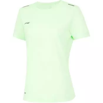 Футболка Li Ning Running Series однотонная с круглым вырезом, удобная, дышащая, универсальная, повседневная, с коротким рукавом, женские топы Fairy-Fruit-Green ATSU552-3 S