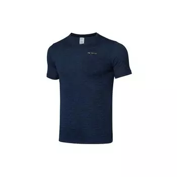 Футболка Li Ning Running Series, однотонная, спортивная, тренировочная, быстросохнущая, с круглым вырезом и коротким рукавом, мужская, цвет «космический синий» ATSR049-2 S