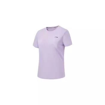 Футболка Li Ning Running Series однотонная светоотражающая быстросохнущая дышащая с коротким рукавом женская светло-фиолетовая ATST082-7 L