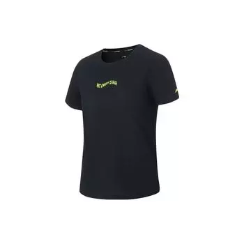 Футболка Li Ning Running Series с буквенным принтом, быстросохнущая, дышащая, с коротким рукавом, женская, черная ATST066-8 XL
