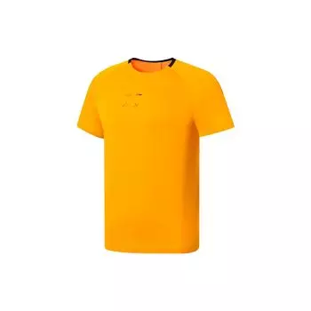 Футболка Li Ning Running Series с коротким рукавом, однотонная, быстросохнущая, дышащая, с логотипом, оранжевая, для мужчин, ATSS557-4 M