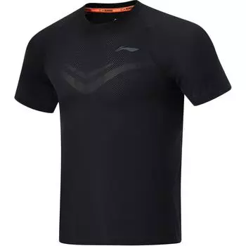 Футболка Li Ning Running Series с круглым вырезом, быстросохнущая, дышащая, облегающая, с коротким рукавом, мужская, черная ATSU003-1 M