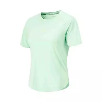 Футболка Li Ning Running Series с круглым вырезом, однотонная, удобная, влагоотводящая, универсальная, с коротким рукавом, женские футболки, цвет холодный зеленый ATSU580-4 S