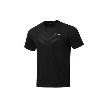 Футболка Li Ning Running Series с круглым вырезом и коротким рукавом, однотонная, мужская, черная ATST513-1 M