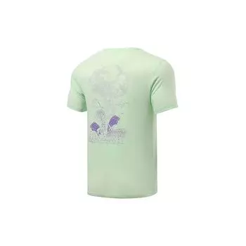 Футболка Li Ning Running Series с принтом и круглым вырезом, с коротким рукавом, мужская, небесно-зеленая ATSR477-2 M