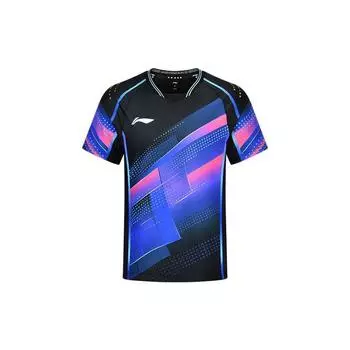 Футболка Li Ning с круглым вырезом и коротким рукавом в клетку, мужские топы, черные AAYT029-1 S