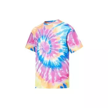 Футболка Li Ning с принтом тай-дай по всей поверхности, с круглым вырезом, свободная, с коротким рукавом, унисекс, топы, многоцветные AHST149-2 M