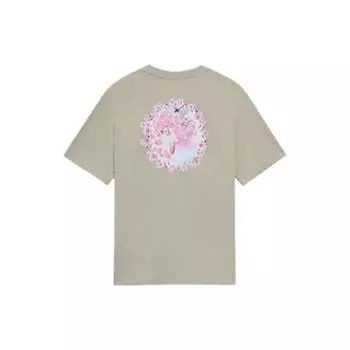 Футболка Li Ning Sakura Series с цветочным принтом, хлопковая, с круглым вырезом и коротким рукавом, женская, кашемирово-серая, AHSS912-3 M