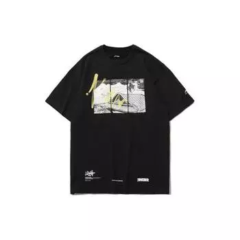 Футболка Li Ning Skateboard Series свободного кроя с круглым вырезом и коротким рукавом, мужские топы, черная, AHSR085-2 M