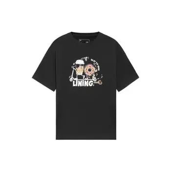 Футболка Li Ning Sports Fashion Series с логотипом и круглым вырезом, с коротким рукавом, женские топы, черная, AHSS716-2 L