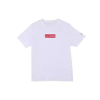 Футболка Li Ning Sports Fashion Series с круглым вырезом и коротким рукавом, с логотипом и надписью «Long Neck», мужская, белая, YHST173-2 S