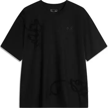 Футболка Li Ning Sports Lifestyle Series, однотонная, с круглым вырезом, удобная, дышащая, с коротким рукавом, мужская, черная, AHSU329-3 S