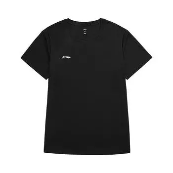Футболка Li Ning Sports Lifestyle Series, однотонная, с круглым вырезом, удобная, универсальная, дышащая, с коротким рукавом, мужская, черная, ATSU873-1 M
