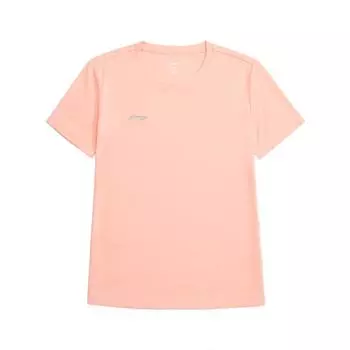 Футболка Li Ning Sports Lifestyle Series, однотонная, с круглым вырезом, удобная, универсальная, дышащая, с коротким рукавом, женская, розовая, ATSU872-3 S