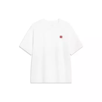 Футболка Li Ning Sports Lifestyle Series, однотонная, повседневная, с круглым вырезом, коротким рукавом, унисекс, топы, белая, AHST561-13 3XL