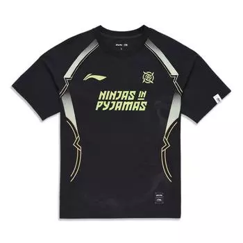 Футболка Li Ning Sports Lifestyle Series с буквенным логотипом и круглым вырезом, короткими рукавами, сезон 2024 года, унисекс, топы NIP Team, черные ATSU651-1 M