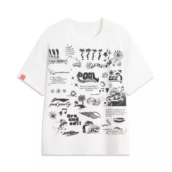 Футболка Li Ning Sports Lifestyle Series X League Of Legends Pool Party Collaboration с принтом логотипа, дышащая, свободная, с коротким рукавом, унисекс, топы AHSUA65-1 3XL