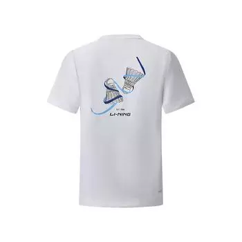 Футболка Li Ning Sports Series с буквенным принтом, быстросохнущая, прямого покроя, универсальная, удобная, с коротким рукавом, унисекс, белая ATSU919-2 XL