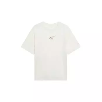 Футболка Li Ning Sports Trend Series с круглым вырезом и коротким рукавом, однотонная, с логотипом и буквенным принтом, мужская, цвет белый AHST005-1 L