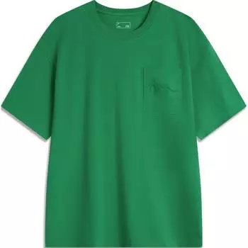 Футболка Li Ning Sports Trend Series Weekend Youth с круглым вырезом, удобная, дышащая, свободная, с коротким рукавом, унисекс, топы, цвет свежий зеленый AHSU327-6 M